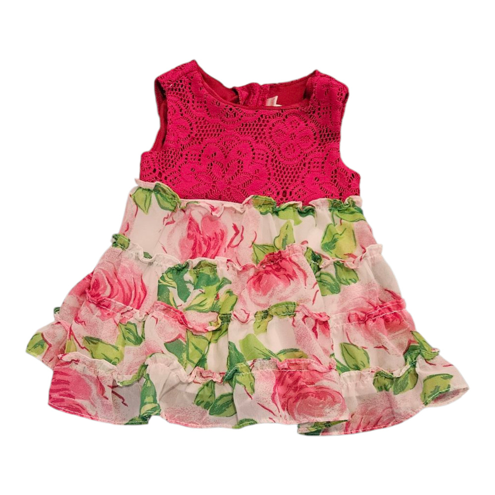 Youngland Child Size 12M Pink Floral and Lace Sleeveless Party Dress